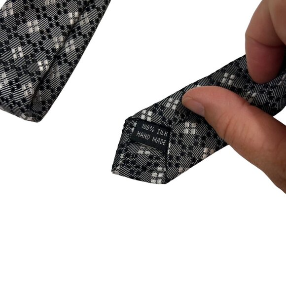 Emilio Ponti necktie gray black patterned 100% silk 3.25" wide 58" long - Picture 4 of 6